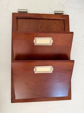 Pottery Barn Cherry Brown Two-Tier Wall File Organizer
